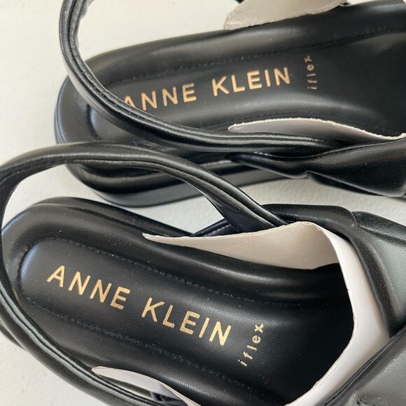 NEW Anne Klein Womens 6M Black Quilted Cross Strap Slingback Sandals - Picture 5 of 8